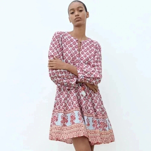 ZARA PRINTED OVERSIZED DRESS Multicolored Sz Small - Picture 13 of 14